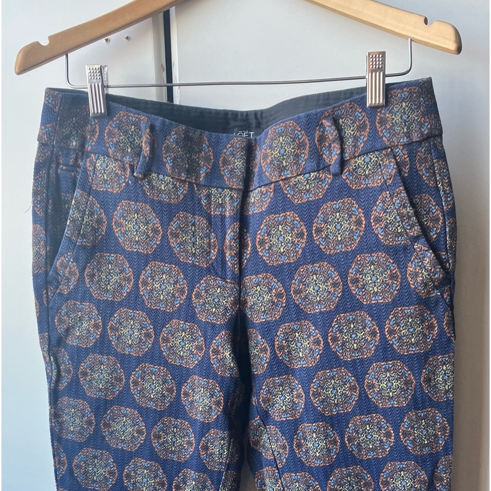Ann Taylor Loft Marisa Pant in Blue Medallion Print